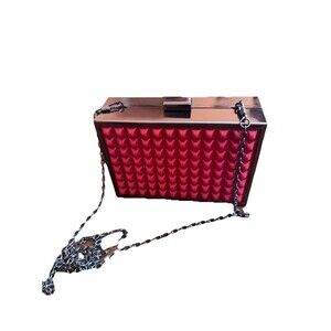 NILA ANTHONY Red Clutch/ Crossbody Bag With A Detachable Chain